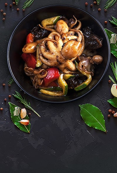 Baby octopus in Thai sauce