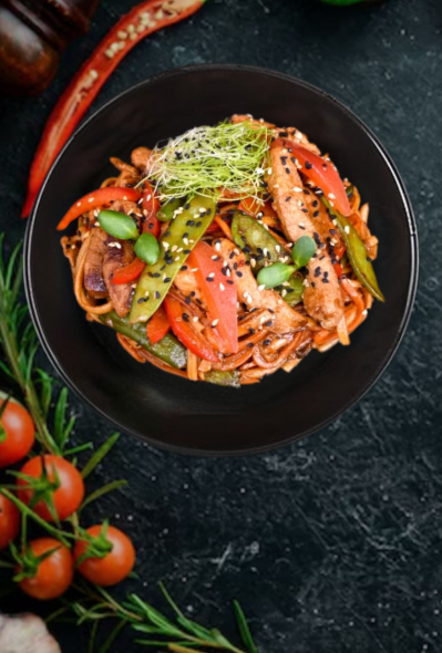 Chicken udon noodles