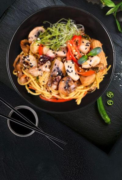 Shrimp udon noodles
