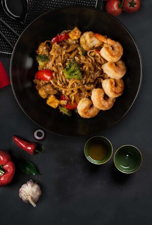 Рисовая лапша с креветками