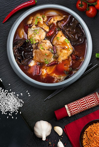 Carp fillet in spicy sauce