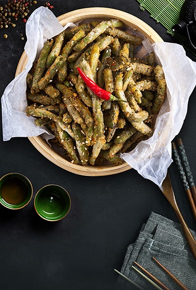 Crispy spicy asparagus